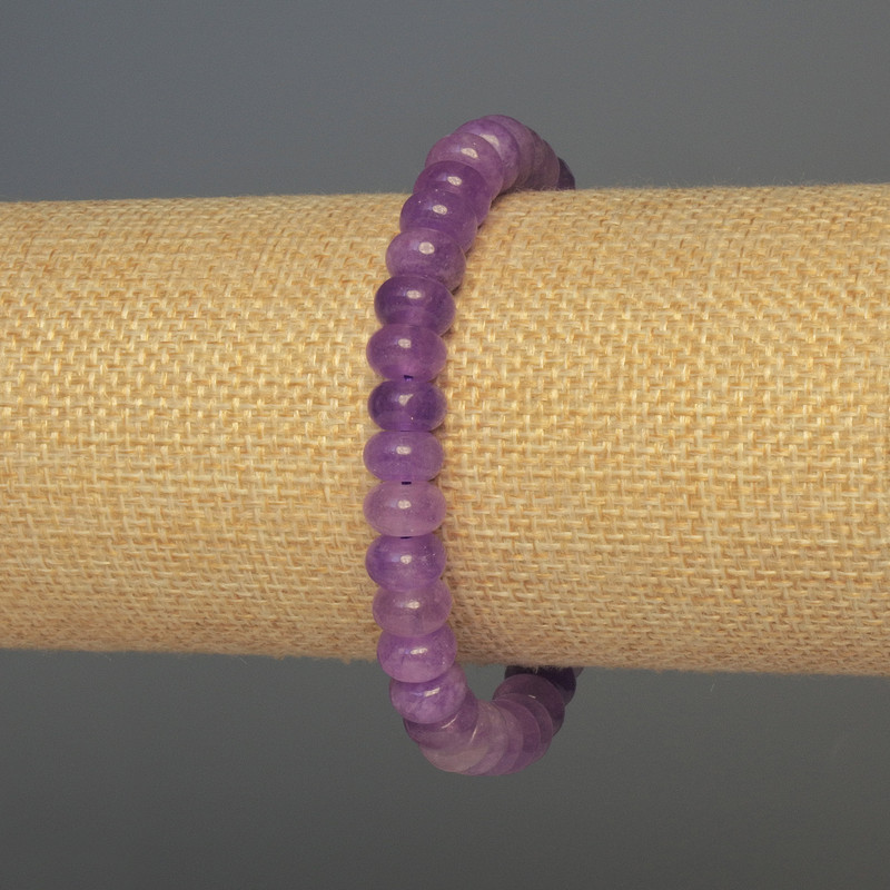 Lavender Amethyst Rondelle Bracelet, 8x5 mm diameter, 18 mm length, stretch