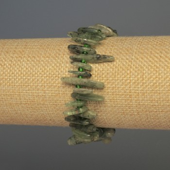 Kyanite Chip Needle Bracelet, diameter 10-20×3-5 mm ±, with beads, length 18 mm ±, elastic