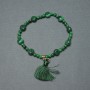 Malachite Coin Bracelet, 8 mm diameter coins and 4 mm smooth beads, length 18 mm, stretch