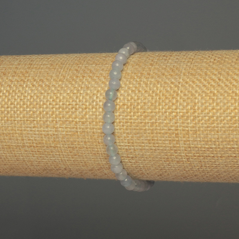 Aquamarine Bracelet with Smooth Beads, 4–5 mm diameter, 18 mm length, elastic