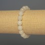 Bracelet of White Quartz, Faceted Bead, 10mm Diameter, 18mm Length, Stretch