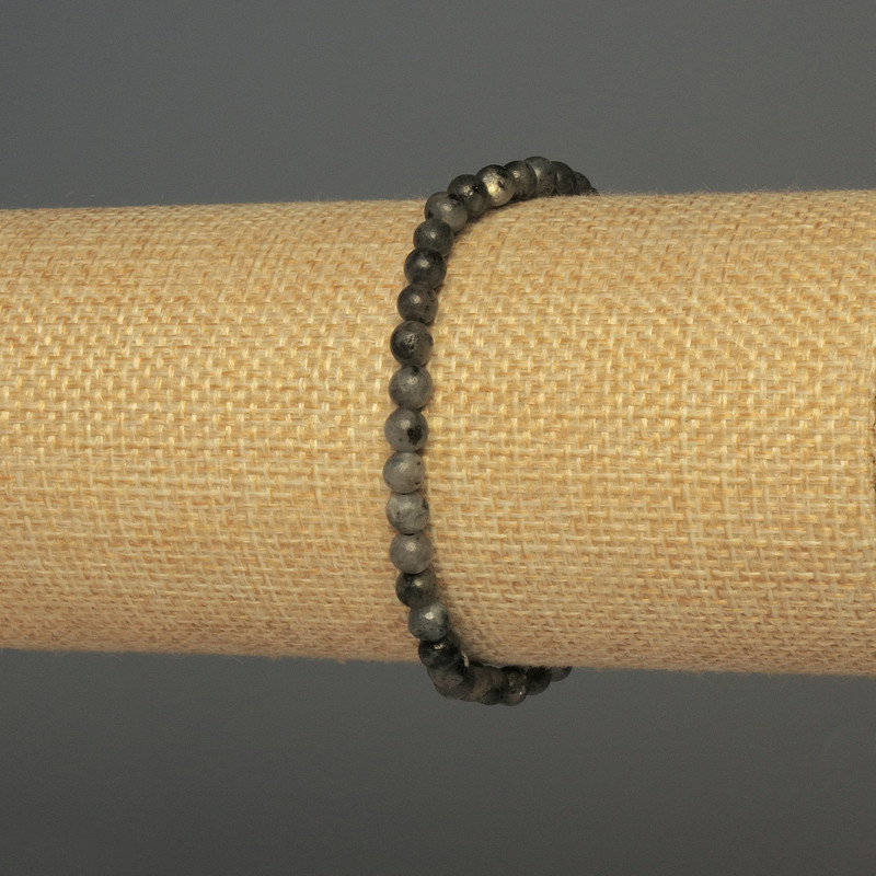 Labradorite Bracelet with Smooth Beads, Diameter 4-5 mm, Length 18 mm, Stretch