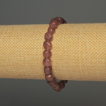 Strawberry Quartz Faceted Bracelet, diameter 8x7 mm, length 18 mm, stretch