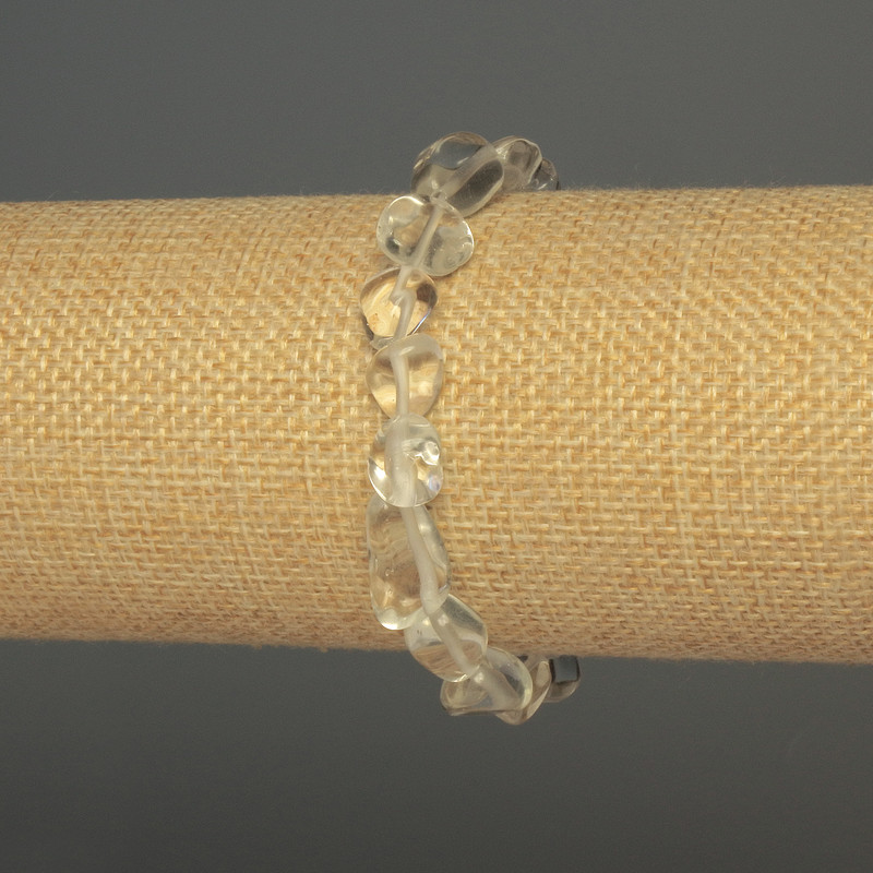 Faceted rock crystal bracelet, bead diameter 8-12x9 mm, length 18 mm, stretch