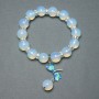 Moonstone Bracelet - Smooth 12mm Beads ± with Metal Inserts, Length 18mm ± Stretch