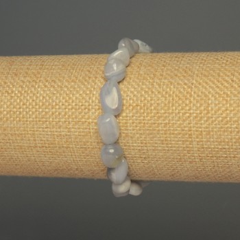 Blue Agate Bracelet, Faceted, Bead Diameter 8-10×8 mm +-, Stretch