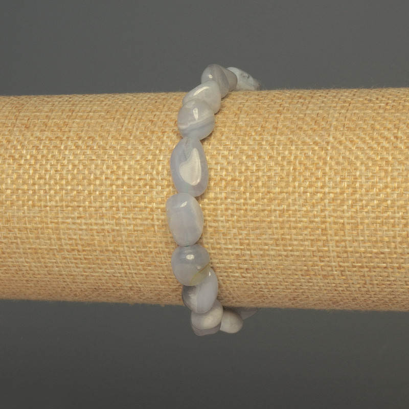 Blue Agate Bracelet, Faceted, Bead Diameter 8-10×8 mm +-, Stretch