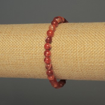 Agate bracelet with smooth beads, 6 mm diameter, 18 mm length, stretch