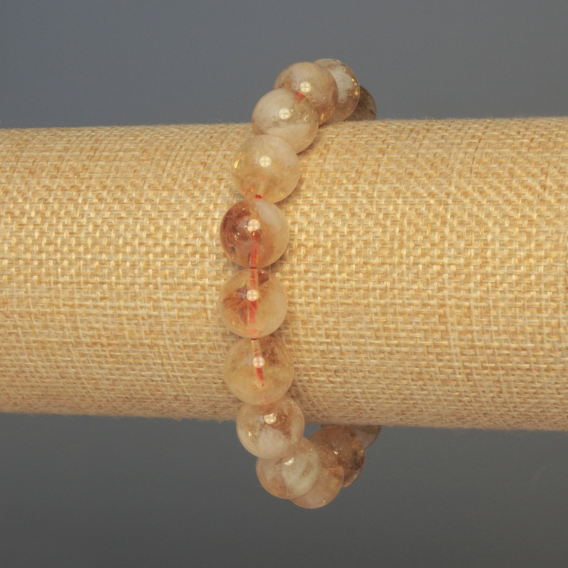 Citrine bracelet with smooth beads, 11mm diameter, 18mm length, stretch