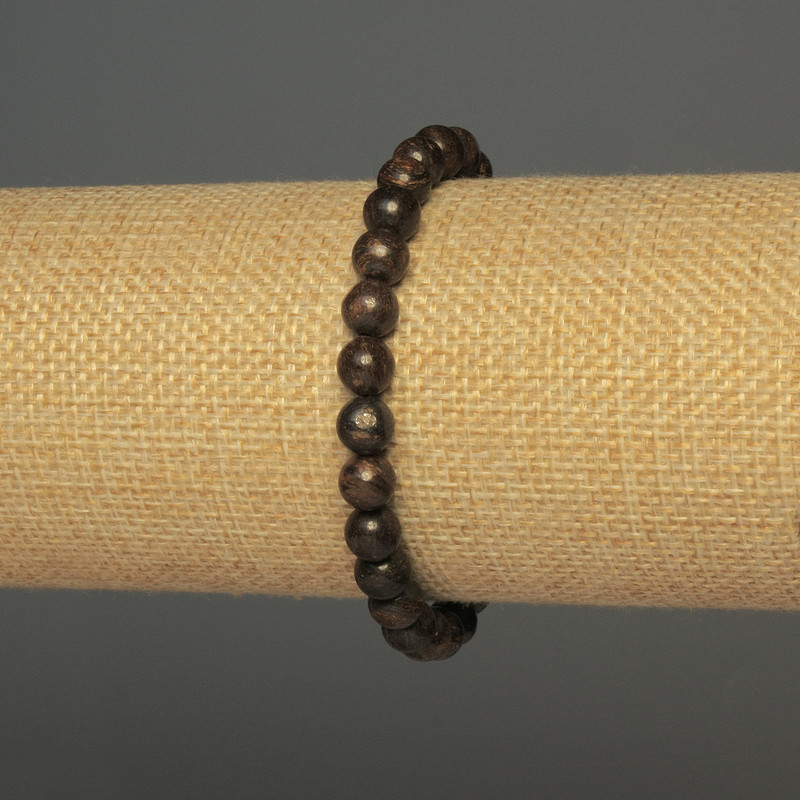 Bronzite Bracelet with Smooth Beads, 6mm +/- 18mm +/- Stretch