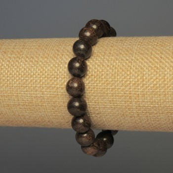 Bronzite Bracelet with Smooth Beads, diameter 10 mm ± 18 mm ± Stretch