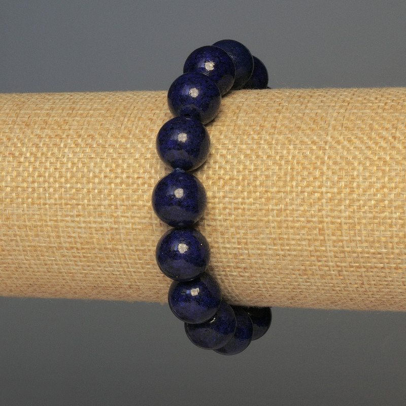 Lapis Lazuli Bracelet with Smooth Beads, Bead Diameters 12mm–18mm, Stretch
