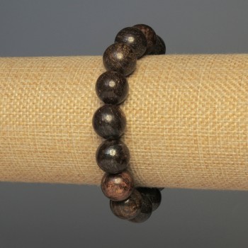 Bronzite bracelet with smooth beads, diameter 12–18 mm, stretch