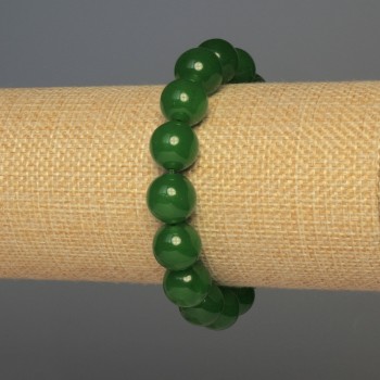 Chrysoprase bracelet with smooth beads, 12 mm diameter, 18 mm length, stretch