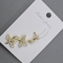 Cafe-style earring for the earlobe, gold-tone metal, 14×38 mm, ± white crystals