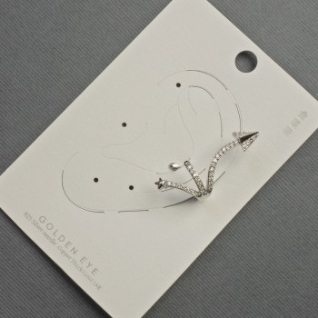 Ear cuff in silver-tone metal, length about 35 mm, white crystals