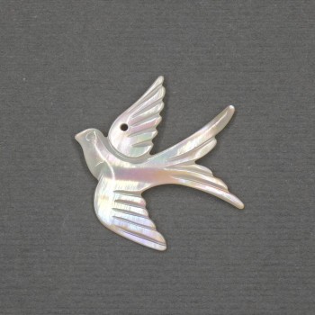 Swallow pendant with natural white mother-of-pearl 22x25x3 mm