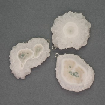 Agate Druzy Slice Pendant, 29x34 mm, length 37 mm, silver-tone metal, assorted