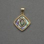 Abalone Diamond Pendant in Golden Metal, 16 x 16 mm diameter, 23 mm length ±