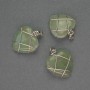 Nephrite Heart Pendant in a silvery weave, diameter 21x21 mm+-, length 27 mm+