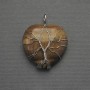 Pendant 'Heart' Tiger's Eye in a silver woven setting, diameter 30x30 mm, length 37 mm