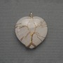 Heart Pendant with Mountain Crystal in Golden Weave, diameter 30x30 mm, length 37 mm