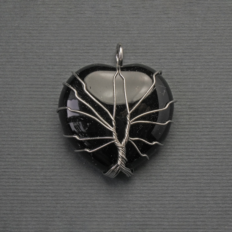 Agate Heart Pendant in a Silver-Plated Weave, diameter 30x30 mm ±, length 37 mm ±