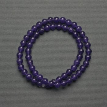 Tinted Quartz Beads - Smooth Round Balls, 6 mm Diameter, On Beading Thread, 38 cm Length