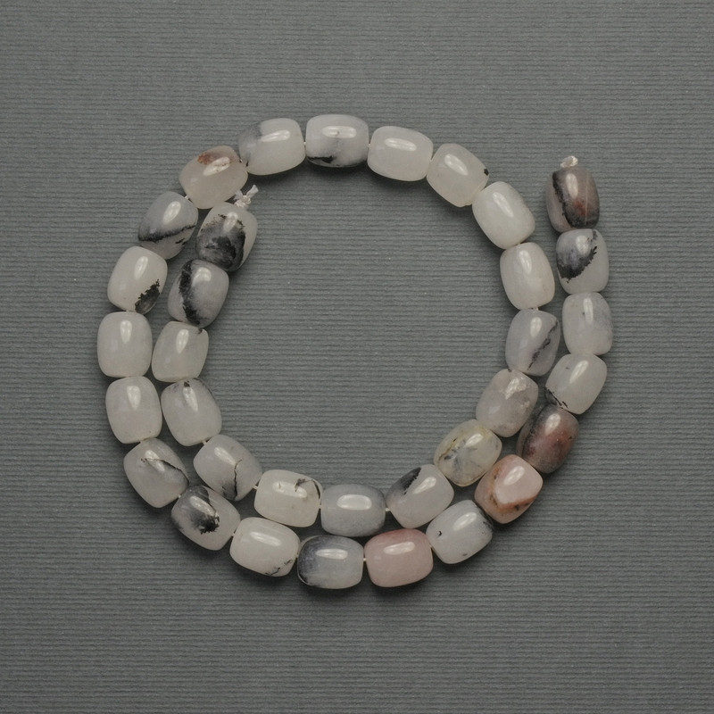 Barrel-shaped Agate Beads, 10×8 mm diameter, on thread, 38 cm long+