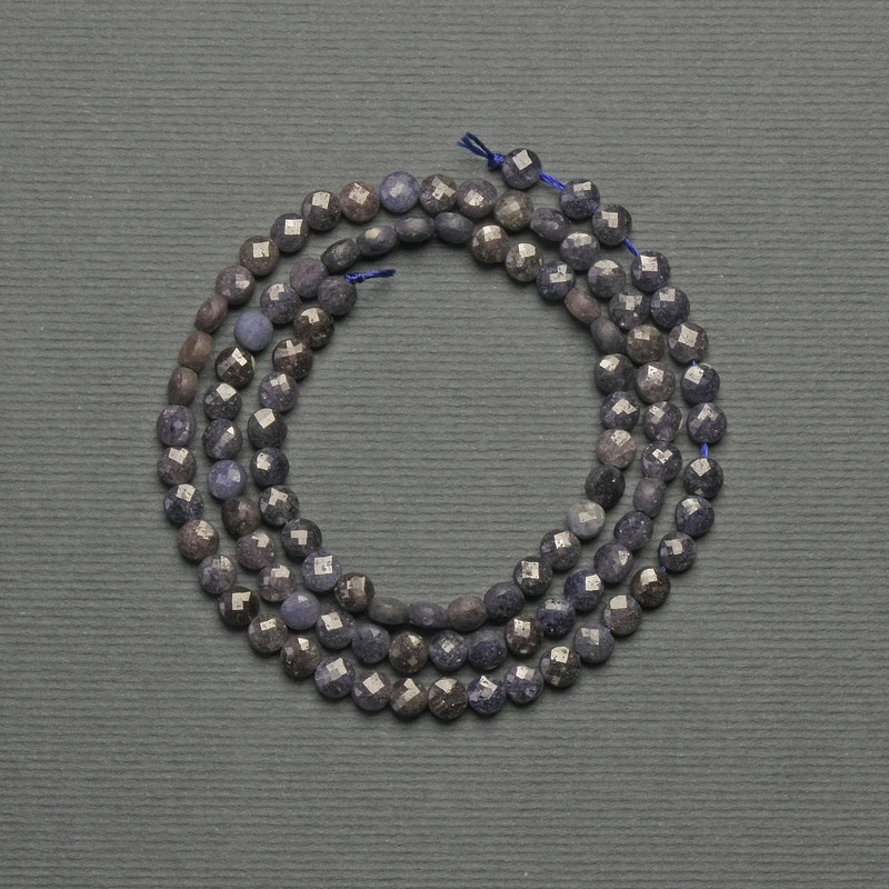Sapphire Bead Coin-Shaped, 4×2.5 mm diameter, on thread, length 39 cm+