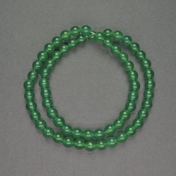 Chrysoprase Beads Smooth Sphere, 6 mm Diameter ± On Thread, Length 38 cm+