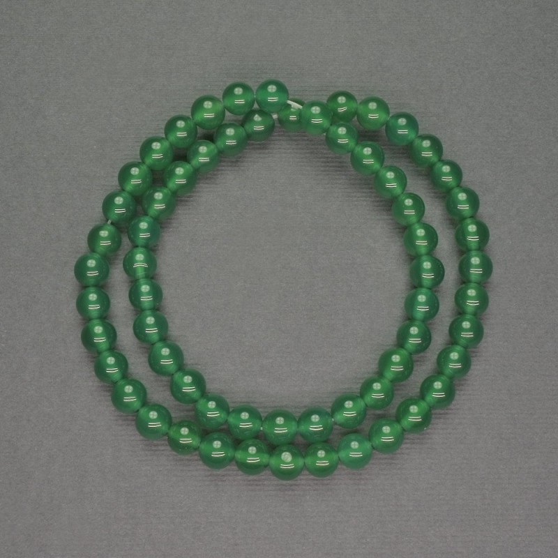 Chrysoprase Beads Smooth Sphere, 6 mm Diameter ± On Thread, Length 38 cm+