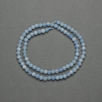 Aquamarine Beads — Smooth Round Beads, 4–5 mm Diameter, On a Thread, Length 38 cm