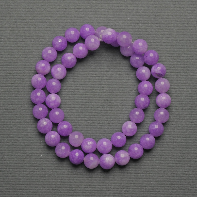 Lavender Amethyst Beads - Smooth Round, 8mm Diameter ± on Thread, 38cm Length