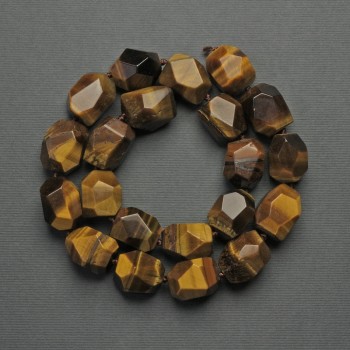Tiger's Eye Beads, Faceted, 17x13 mm, on thread, length 41 cm+