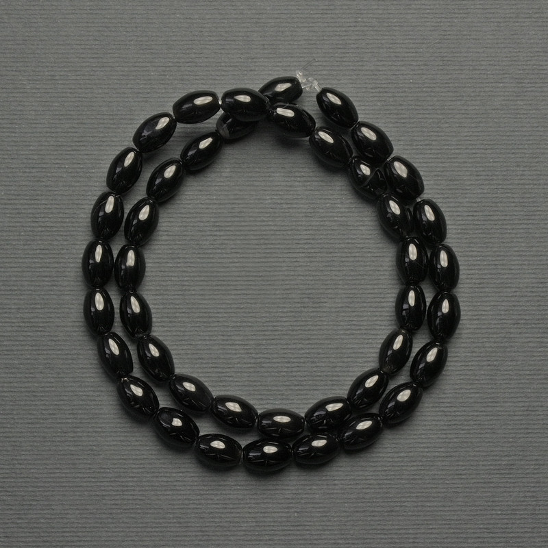 Agate seed beads, 9x6 mm on thread, length 39 cm+