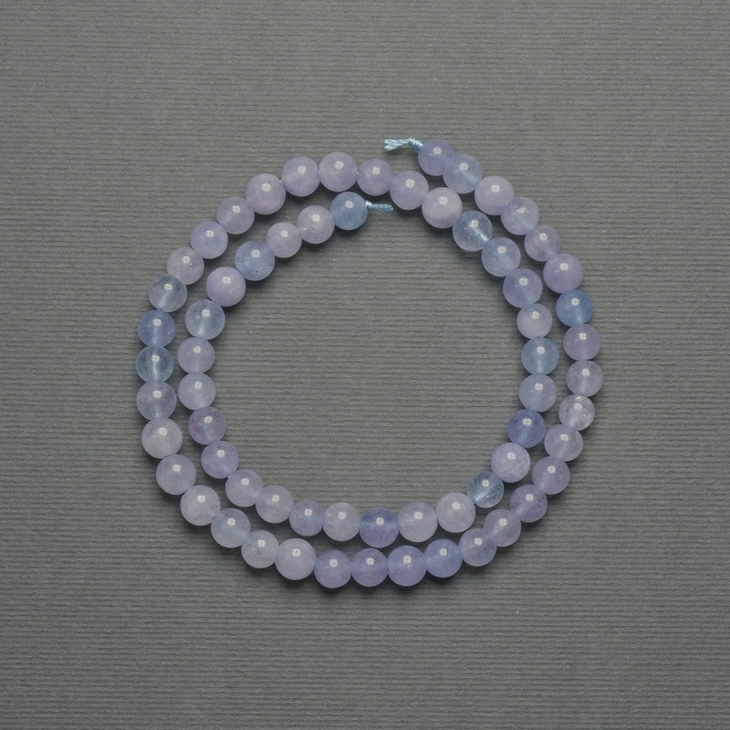 Aquamarine Beads, Smooth Round Bead, 6mm Diameter +/- on Thread, Length 38cm+
