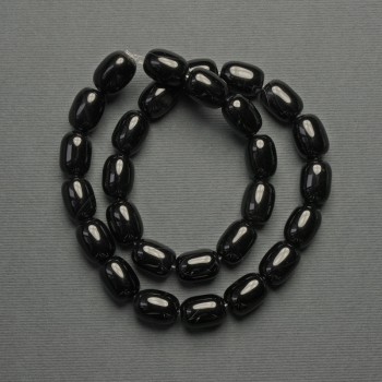 Agate barrel beads, 14x10 mm, on thread, length 39 cm+