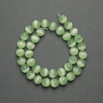 Cat's Eye Beads Green 10mm Smooth
