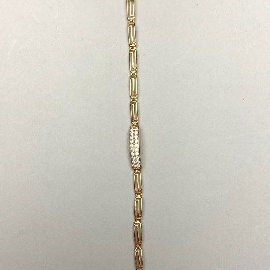 Bracelet Xuping with White Crystals, 4 mm thick, length 18-20 cm, gold plated