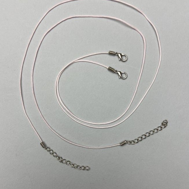 Pink braided necklace cord, 1 mm diameter, length 51-55 cm+