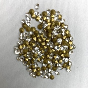 Rhinestones, white, 3.8 mm diameter (+/-), 10 g packaging (+/-)