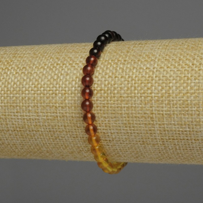 Amber Gradient Bracelet, smooth beads, 5 mm diameter ±, length 18 cm ±, stretch