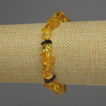Amber Chip Bracelet, beads 8x4 mm, length 18 cm, stretch