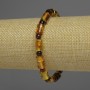 Amber Cylinder Bracelet, cylindrical beads 7×10 mm, interspersed with 5 mm round beads, length 18 cm, stretch