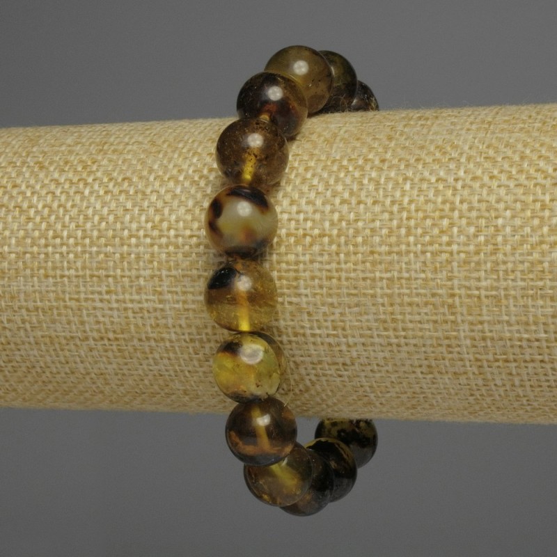 Amber Bracelet Smooth Bead, 12mm diameter, 18cm length, stretch