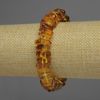 Amber bracelet with square-cut beads, 12x4 mm, 18 cm length, stretch