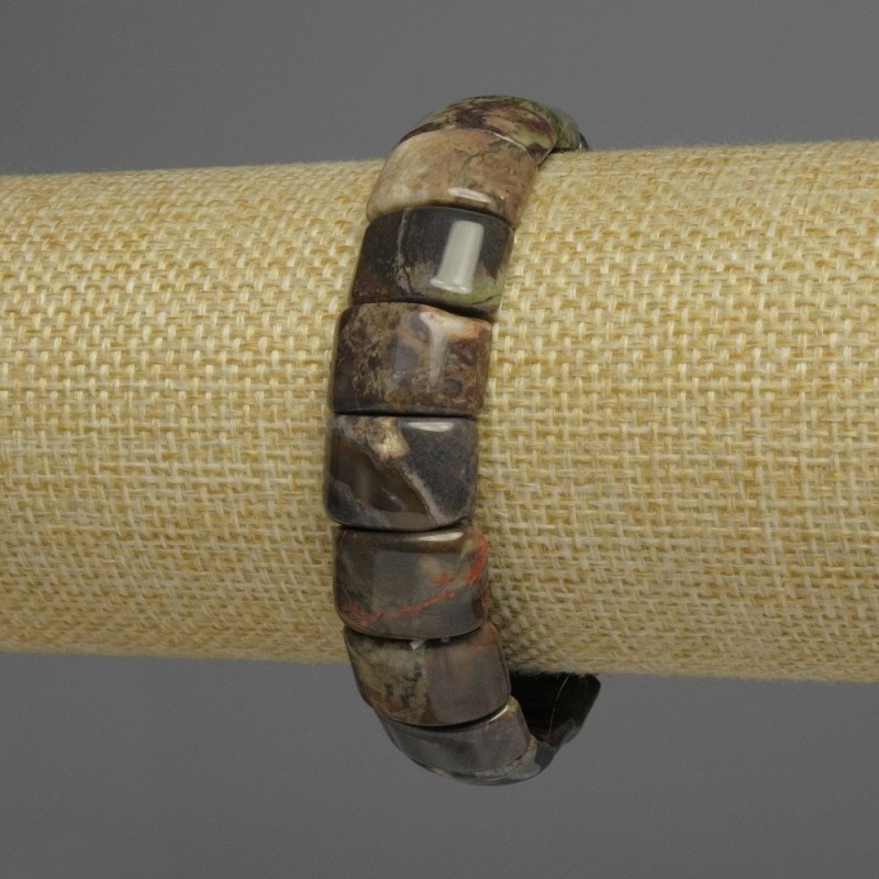 Bracelet natural ocean jasper, oval link, diameter 15×10 mm, length 18 cm, stretch