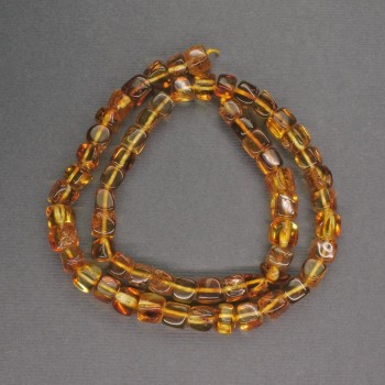 Amber cube-cut beads, 7 mm diameter, 39 cm length ±
