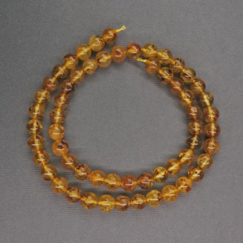 Smooth Amber Beads, 7mm Diameter, 39cm Length on Thread